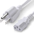 White Replacement Power Cord for Computer Monitor and TV.