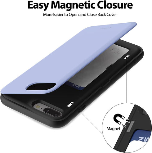 GOOSPERY iPhone 8 Plus Case - Wallet Case with Card Holder, Protective Dual Layer Bumper - Lilac Purple