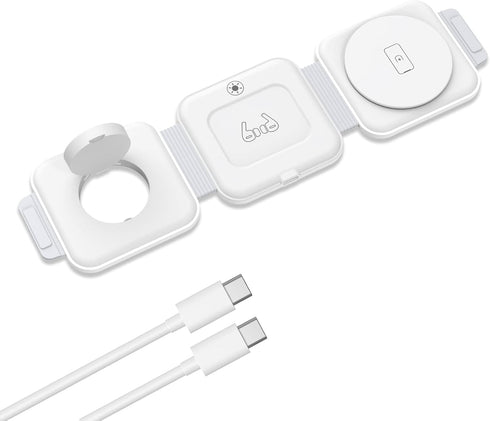 ORIA 3 in 1 Foldable Wireless Charger, Fast Charging Pad with Indicator Light, Foldable Charging Station for iOS, i