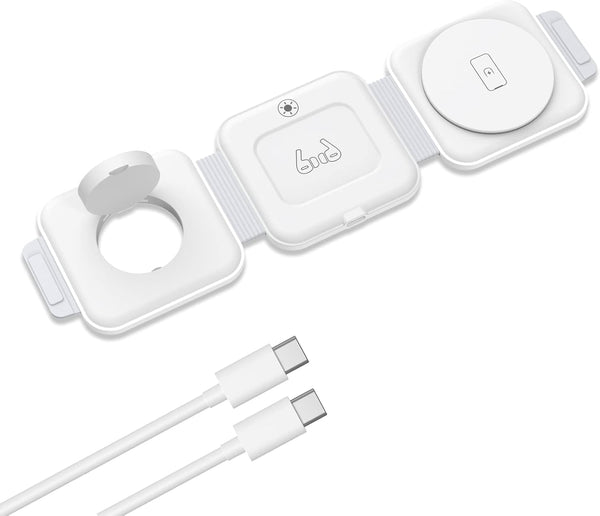 ORIA 3 in 1 Foldable Wireless Charger, Fast Charging Pad with Indicator Light, Foldable Charging Station for iOS, i