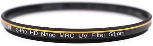 58mm UV Filter, S-Pro HD Nano MRC Camera Ultraviolet Protection Filter, Multicoated, B270, Ultra-Slim, Lens Cloth Kit