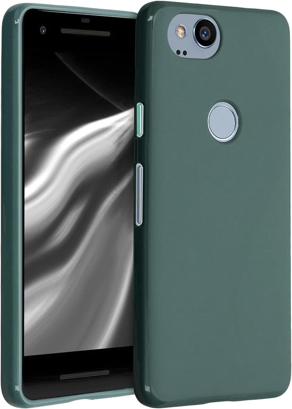 kwmobile Soft Slim Protective TPU Case for Google Pixel 2, Silicone Cover, Blue Green