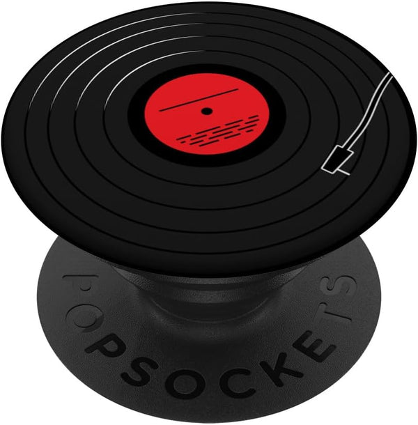 Retro Vinyl Album Record Player LP Art Red Design PopSockets Standard PopGrip