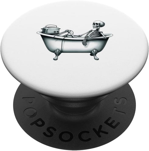 Relaxing Skeleton Enjoying Music and Bath Time PopSockets Standard PopGrip