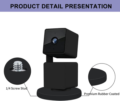Magnetic Camera Mount Base Stand with Rubber Coated Holder, 1/4 inch Thread for WYZE Cam Pan V3/V2
