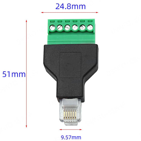 5Pcs RJ11 Male to 6 Pins Screw Terminal Block Adapter for Cat3 Telephone Handset Cords Extender, RJ12 6P6C Modular
