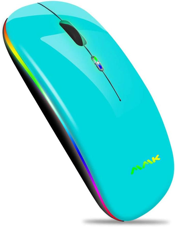 Wireless Bluetooth Mouse for Laptop, Rechargeable 2.4G USB Optical Mouse, LED Slim Dual Mode (Bluetooth 5.0 and 2.4G)