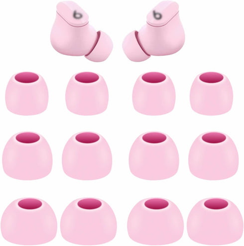 Replacement Silicone Ear Tips for Beats Studio Buds + / Fit Pro - 6 Pairs, S/M/L Sizes, Flexible Rubber Gel, Pink.