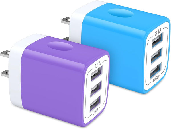 HOOTEK USB Charger Plug, 2Pack 3.1A Multi Port Wall Charge Adapter for iPhone 16e/16/15/14/13 Pro Max/12/XS/X iPad