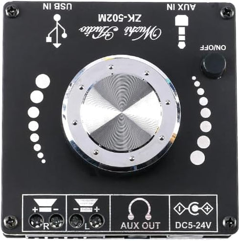 ZK-502M 50W+50W 2.0 12V 502M Bluetooth-Compatible Amplifier Mini Stereo Dual Channel AMP Power Output DC AUX USB Input