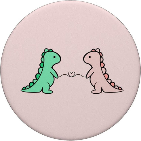 Cute Dinosaur T Rex Green Dino and Pink for Girls PopSockets Standard PopGrip