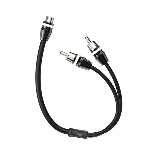 1ft 1 Female to 2 Male Nickel Plated RCA Y Adapter Splitter Connector Cable (2 Pack)