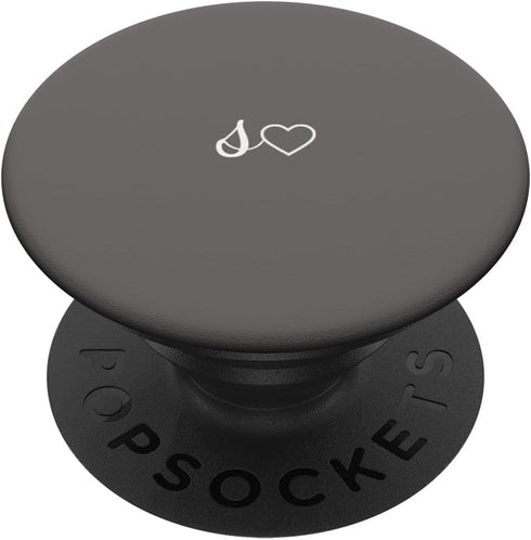 White Initial Letter S Heart Minimalist Gray PopSockets Standard Grip
