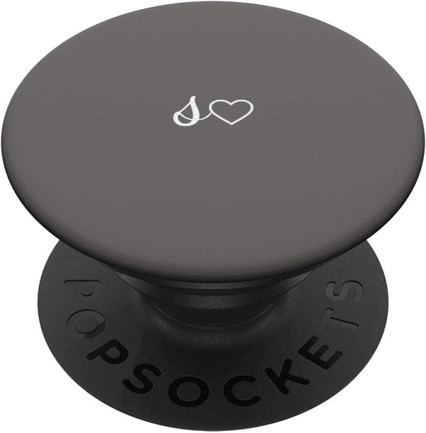 White Initial Letter S Heart Minimalist Gray PopSockets Standard Grip