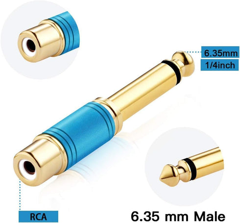Tisino RCA to 1/4 Adapter, Gold Plated Pure Copper RCA Female to Quarter Inch Jack, 2 Pack
