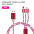 3 in 1 Multi Charging Cable, LED Flowing Light Up Charger Cable, Micro Type-C Charging Cable for Most Smartphones - Red