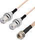 F-Type RG6 3 Way Splitter Adapter - F Male to F Dual Female, RG316 Coaxial Cable 15cm/6 inch