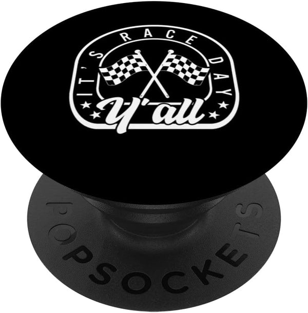 Race Day Y'all Car Racing Life Checkered Flag Dirt Track Fan PopSockets Swappable PopGrip