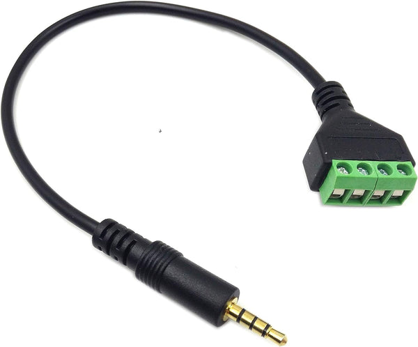 Poyiccot 3.5mm Speaker Wire Adapter - 3.5mm 4 Pole Stereo TRRS Male Jack to AV 4 Screw Terminal Block Cable