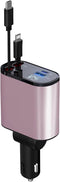 Retractable Car Charger, 4 in 1 Fast 66W Phone Charger with 2 Retractable Cables and USB Car Charger