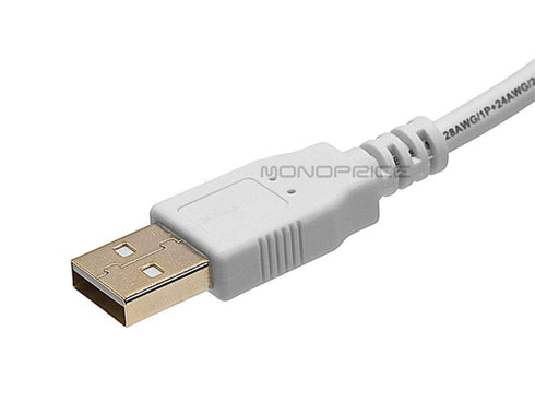 Monoprice 3-Feet USB 2.0 A Male to A Female Extension Cable (Gold Plated), White (108605)