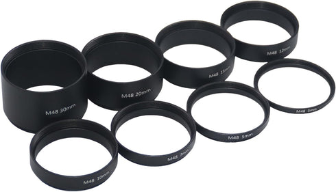 8PCS M48x0.75 Telescope Extension Tube Set,M48 Extension Tube Kit Length 3mm 5mm