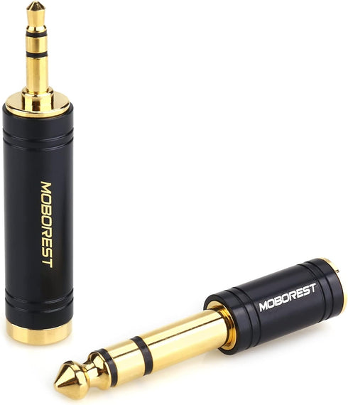 MOBOREST 3.5mm M to 6.35mm F Stereo Pure Copper Adapter, 1/8 Inch Plug Male to 1/4 Inch Jack Female Adapter