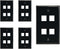 4 Port Keystone Jack Wall Plate, Smooth Face, 5-Pack, Black