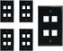 4 Port Keystone Jack Wall Plate, Smooth Face, 5-Pack, Black