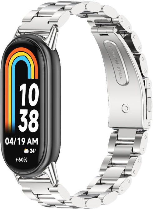 XIHAMA Mi Band 8 Watch Band, Stainless Steel Metal Replacement Strap for Xiaomi Mi Band 8 Tracker Smartwatch