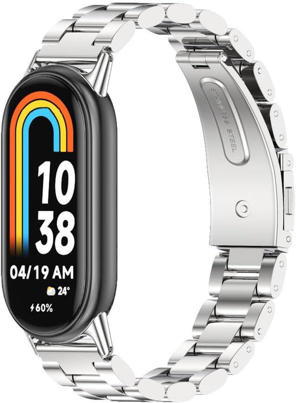 XIHAMA Mi Band 8 Watch Band, Stainless Steel Metal Replacement Strap for Xiaomi Mi Band 8 Tracker Smartwatch
