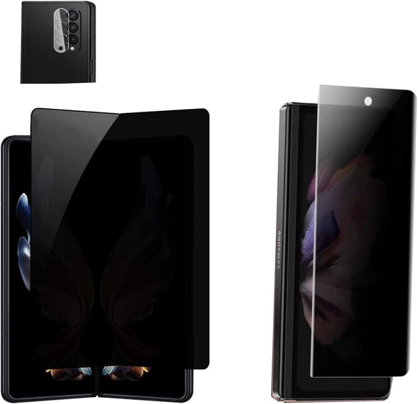 2+1 Pack Privacy Matte Screen Protector for Samsung Galaxy Z Fold 4, Anti-peep Soft Film + Lens Protector