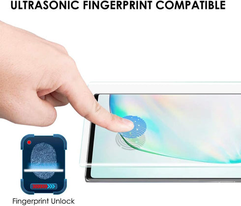 Galaxy Note 10 Plus Tempered Glass Screen Protector - UV Set 3 Pack, Scratch Repair, Fingerprint-ID Compatible