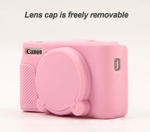 Pocoukate Case for Canon PowerShot SX740 HS Camera, Soft Silicone Protective Cover Skin with Removable Lens Cover - Pink