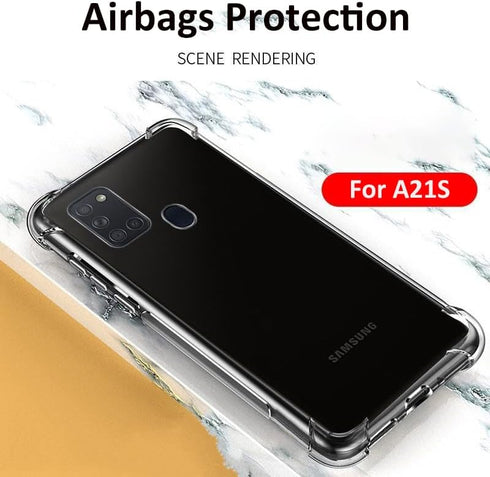 Samsung Galaxy A21S TPU Protective Cover, Transparent Soft Four Corners Case