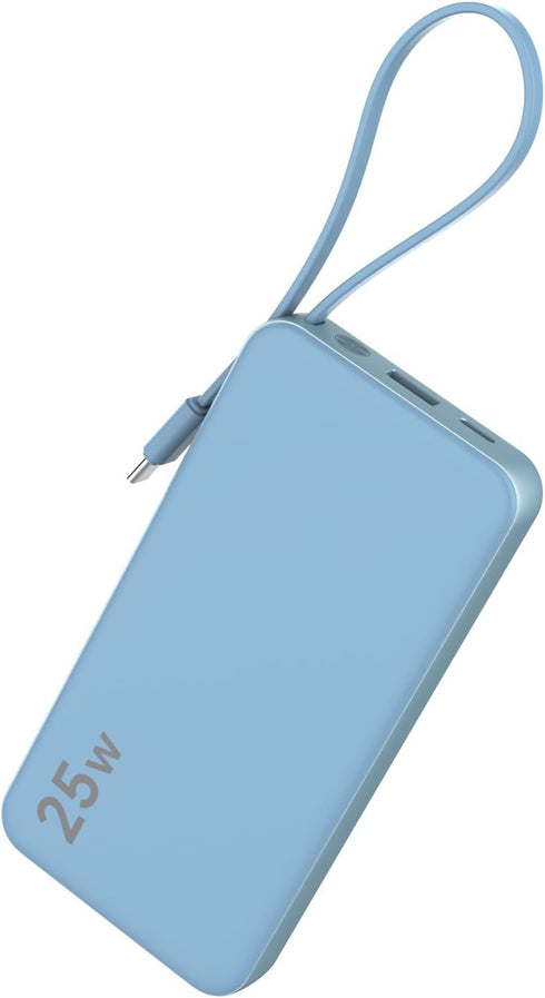 NOBIS 10000mAh 25W Fast Charging Portable Travel Power Bank with Built-in Cables &