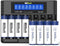 MXBatt AA Batteries Rechargeable Lithium with Charger 8 Bay, 3400mWh 1.5V, 8 Packs