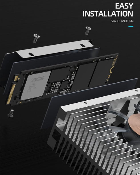 M.2 2280 ARGB Hard Drive Heatsink PWM Dual Fan, SSD Cooling with Thermal Pad, 5V 3Pin Addressable RGB Sync