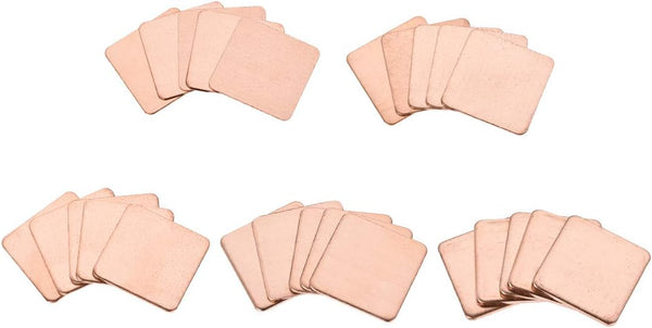 uxcell 25pcs Flat IC Chipset Thermal Copper Heatsink for CPU GPU RAM 20 x 20mm with Thickness 0.3/0.5/0.8/1.0/1.5mm
