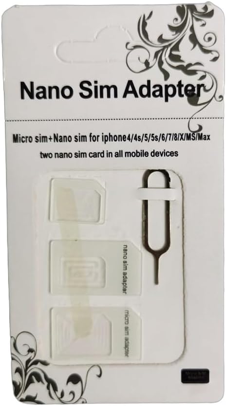 Granvela 4-in-1 1 Pack,White SIM Card Adapter, SIM Converter Kit Nano/Micro/Standard with Tray Eject Pin