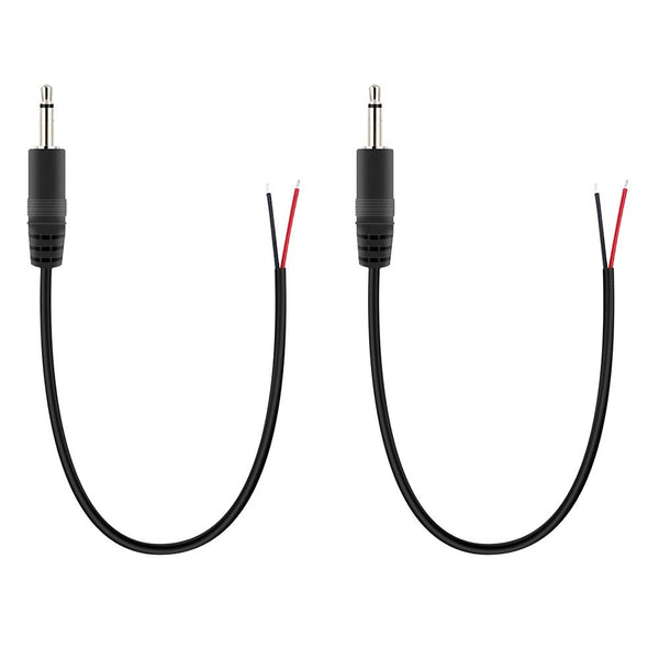 Fancasee 2-Pack 2.5mm Male Plug to Bare Wire Pigtail TS Mono Connector Adapter for Audio Repair