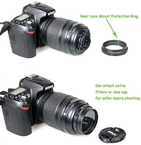 Metal Rear Lens Reverse Protection Filter Ring for Nikon F AI AF-S Mount Camera, Macro Shooting 52mm Thread