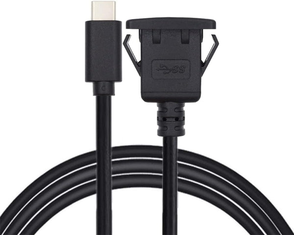 NFHK Waterproof Dustproof USB-C Type-C 10Gbps Extension Cable for Dashboard Panel, Flush Car Latch Mount