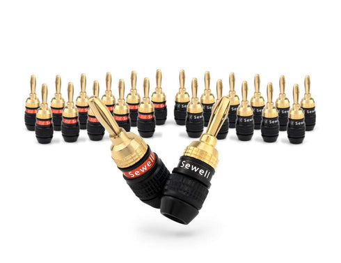 Sewell SW-29863-12 Deadbolt Banana Plugs, 12-Pairs Gold Plated Speaker Plugs, Quick Connect