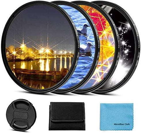Sedremm 58mm Star Filter 4 Pieces Starburst Lens Filter(4 Points,6 Points,8 Points,12 Points)