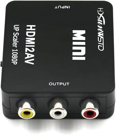 HDMI to RCA 1080P Converter Adapter, HDMI to AV 3RCA Composite Video Audio with USB Charge Cable (Black)