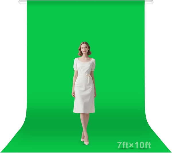 Qoolfoto Green Screen Backdrop, 710FT Photography Chromakey Greenscreen Background Sheet for Zoom Meeting,