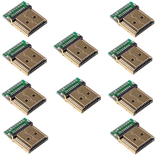 Oiyagai 10-Pack Gold-Plated HDMI A Type Male Connectors with PCB Board for TV, PC, Monitor, Laptop