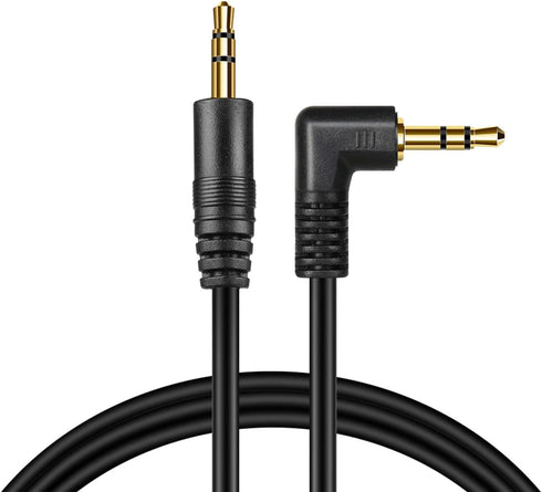 TNP Audio Cable 3.5mm Right Angle (15FT) Male to Male, Gold Plated AUX Adapter for Bose Sony Headphones, iPhone, iPod