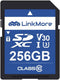 LinkMore 256GB SD Card, Compatible with Camera, PC, UHS-I, U3, V30, Class 10, Read Speed Up to 95 MB/s